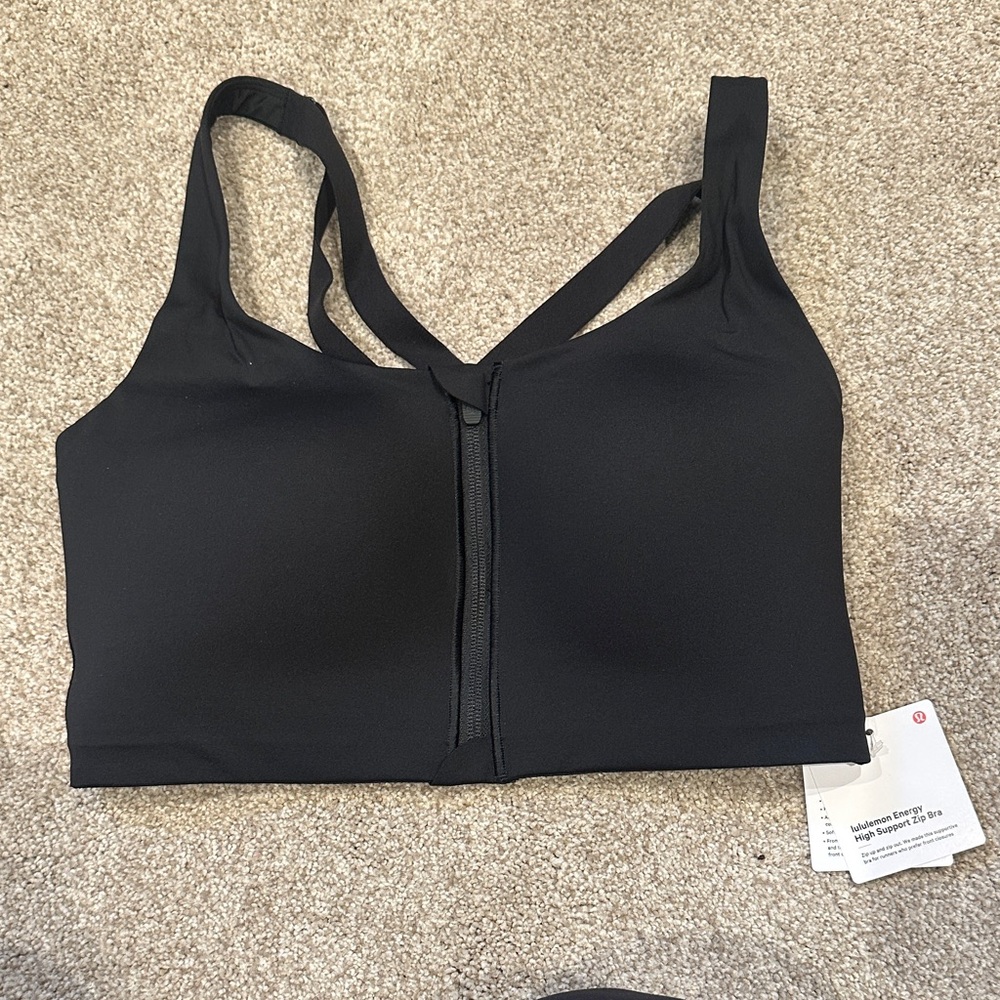 Lululemon Athletica Energy High Support Zip Bra Black